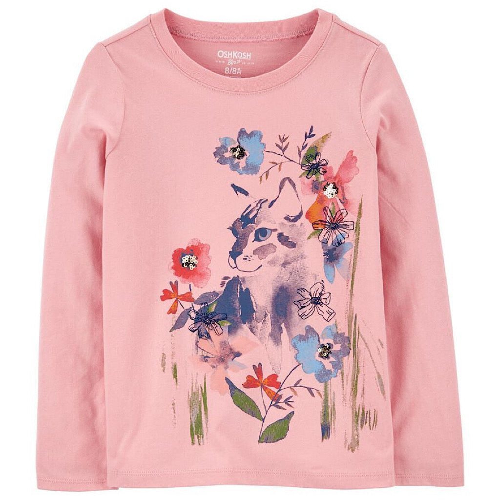 Playera Oshkosh manga larga gato niña - JORHELITOS - JORHELITOS